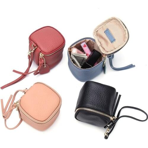 Creative Cylindrical Women Coin Purse Top Quality Genuine Leather Lipstick Jewelry Bag Hot Change Purse with Wrist Strap Female