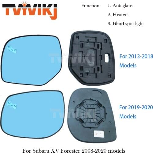 TVYVIKJ Side rearview mirror blue glass lens with blind spot light For Subaru XV Forester 2008-2020 anti glare side door mirror