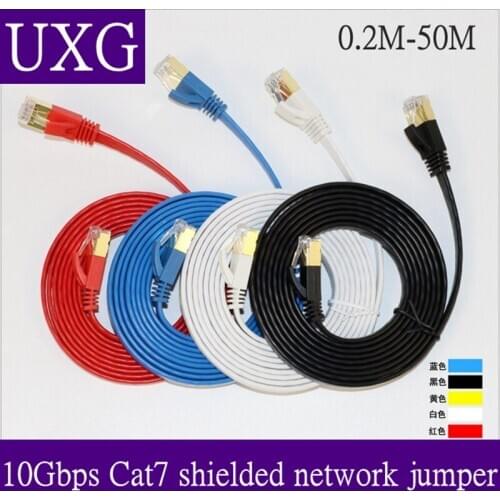 10Gbps Ethernet Cable RJ45 Cat7 Lan Cable STP RJ 45 Flat Network Cable Patch Cord for Modem, Router, TV, Patch Panel, PC, Laptop