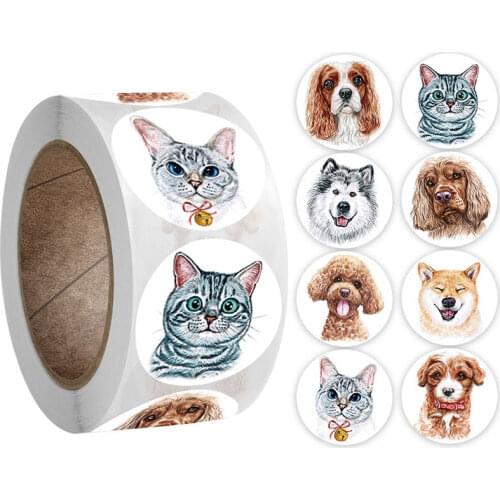 100-500pcs Cartoon Animals Cat Dog Stickers Labels Reward Sticker School Teacher Kids Smiley Stationery Gift Thank You Sticker
