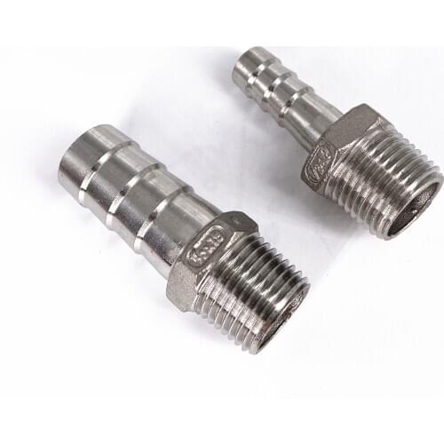 12mm 19mm Hose Barb x 1/2" NPT Male Thread 304 Stainless Steel Pipe Fitting Connector Adapter
