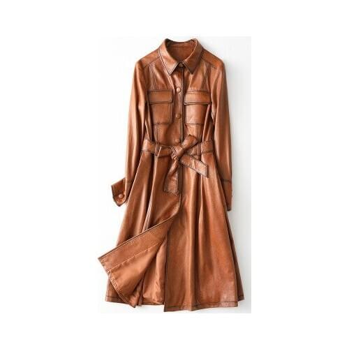 Top brand Fashion 2020 New Genuine Sheep Leather Trench H52 high quality