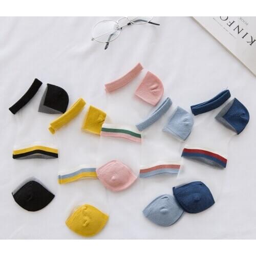 5Pairs/lot Women Frilly Ruffles Socks Breathable Ultra Thin Ankle Socks Summer Girls Transparent Nylon Short Socks Female Sox