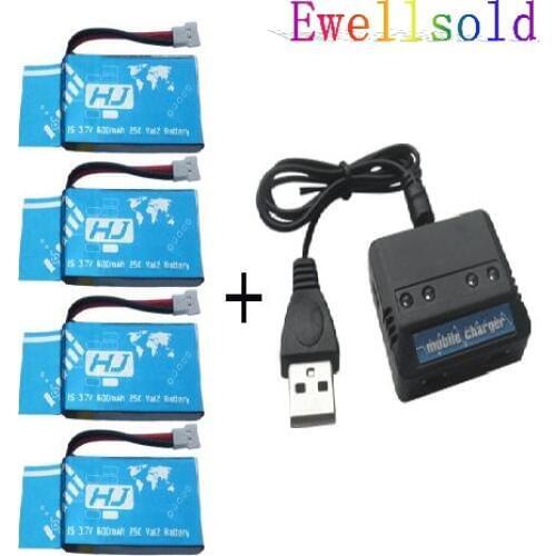 5pcs/lot Free shipping X5C X5SW X5SC CX-30 RC Quadcopter parts 3.7V 600mah Li-polymer battery*4pcs+4 in1 charger box