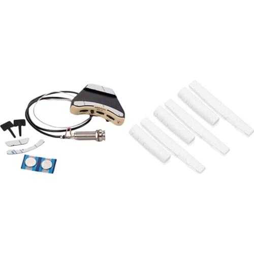 6 Pcs Guitar Nut And Acoustic Bridge Saddle & 1 Set Acoustic Guitar Soundhole Preamp 3 Band Pickup Eq With Microphone