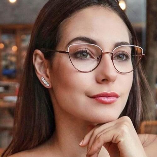80034 Anti-blue Light Metal High Quality Cat Eye Glasses Frame for Men and Women Optical Fashion Computer Eyeglasses