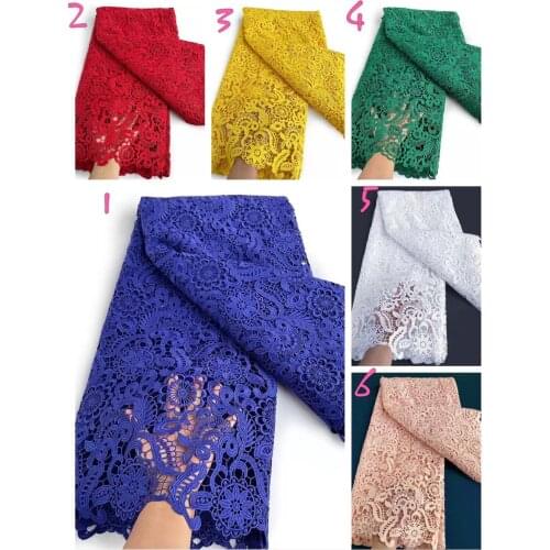 African Cord Lace Water Soluble Fabric High Quality Embroidery Nigerian Guipure Laces Fabrics 5 Yards/PCS for Sewing jy009