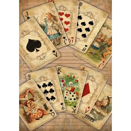 Alice in Wonderland Playing Cards Retro Metal Sign Plaque Gift Home Tin Vintage
