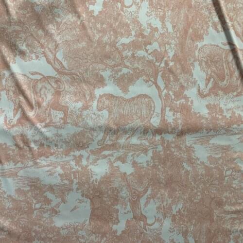 Animal Deep Forest Printed Satin Fabric 100 % Polyester Comfortable Design Fabric for Dress