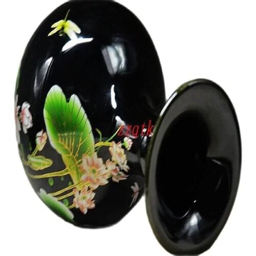 Black & Elegance Porcelain China Old Hand Painting Lotus Vase,Beautiful