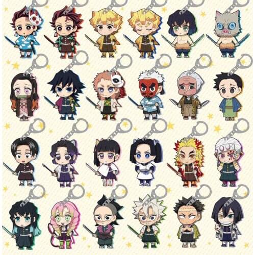 2021 Hot Sale Anime Demon Slayer Keychain Womens Keychain Kimetsu No Yaiba Keychain Cartoon Figure Acrylic Pendant Keyring