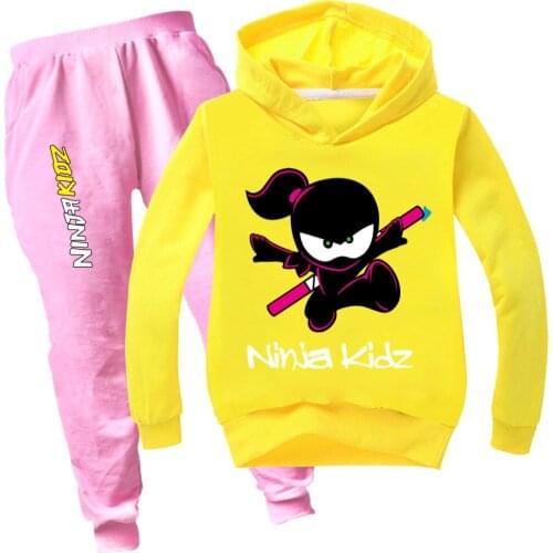 Girls NINJA KIDZ Anime Print Clothing Spring autumn Kids Clothing Suits Cartoon Sets Children Boy Girls Sports Tracksuits Suits