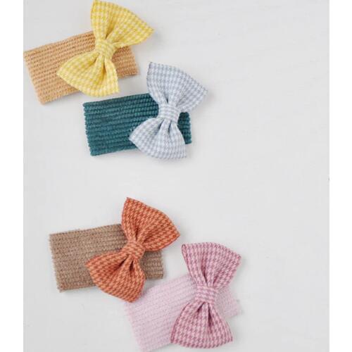 Cute Corduroy Houndstooth Children Baby Hair Clips Triangle Hair Pin Striped Plaid Bow Hairband Hairgrip Barrette Girls Clips