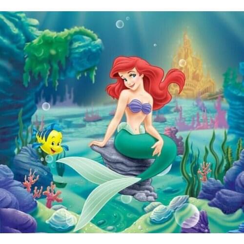 DIY 5D Diamond Painting Cartoon Round Rhinestone Diamond Cross Stitch Child Gift Diamond Embroidery Mermaid Princess Mosaic Kit