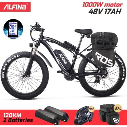 ALFINA FX02S 1000W Electric Bike Fat Tire Ebike 26inch Top Aluminum Alloy Outdoor Beach Mountain Bike Snow Bicycle Cycling