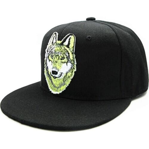 Wolf Embroidery Cotton Baseball Cap Hip-hop Cap Adjustable Snapback Hats for Men and Women 285