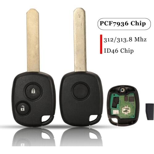 Jingyuqin 1/2 Buttons Remote Car Key 312Mhz /313.8MHZ ID46 Chip For Honda Odyssey Fit City Civic Accord