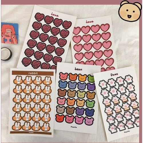 Kawaii Cute Stickers Aesthetic DIY Scrapbook Stickers for Diary Planner Phone Laptop Sticker Stationery Students Supplies