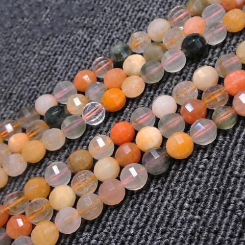 6-10mm Natural Mixed-color Quartzs Beads Round Faceted DIY Loose Beads For Jewelry Making beads Accessories 15'' Women Gift