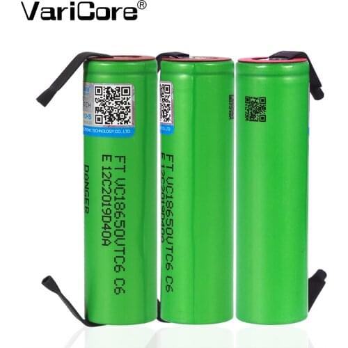 VariCore VTC6 3.7V 3000 mAh 18650 Li-ion Rechargeable Battery VC18650VTC6 batteries + DIY Nickel Sheets