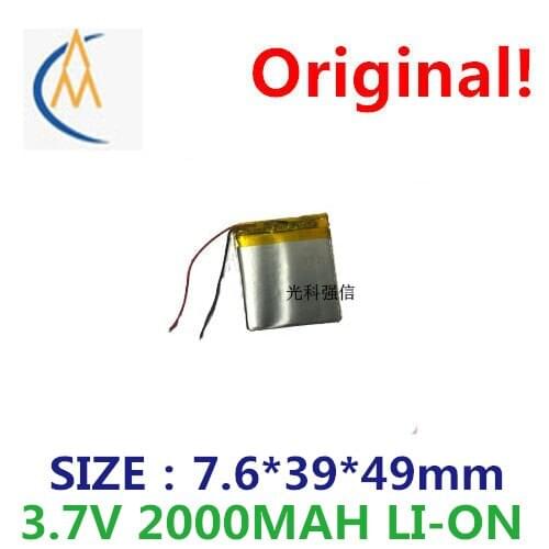 New sufficient capacity polymer li-ion battery 3.7 V 763949 2000 mah GPS radio/equipment/mini toy solar LED model