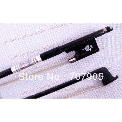 New Violin Bow Black Carbon Fiber Silver Color Bow string