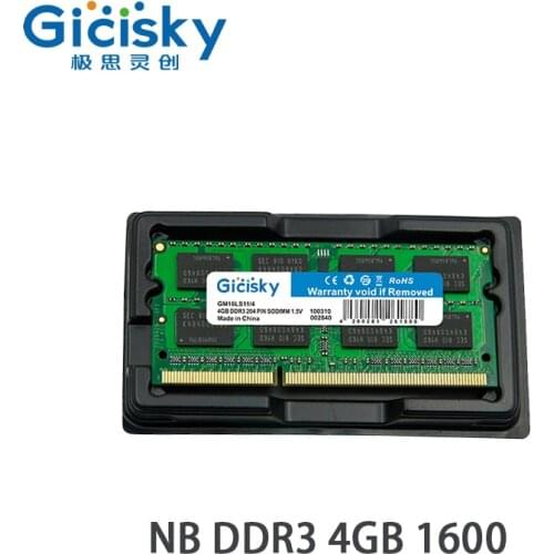 1PCS Gicisky NB DDR3 4GB 1600MHz Laptop Memory Hardware 2GB 4GB 8GB Notebook RAM 204Pin 1.5V Laptop Memory Core Kit