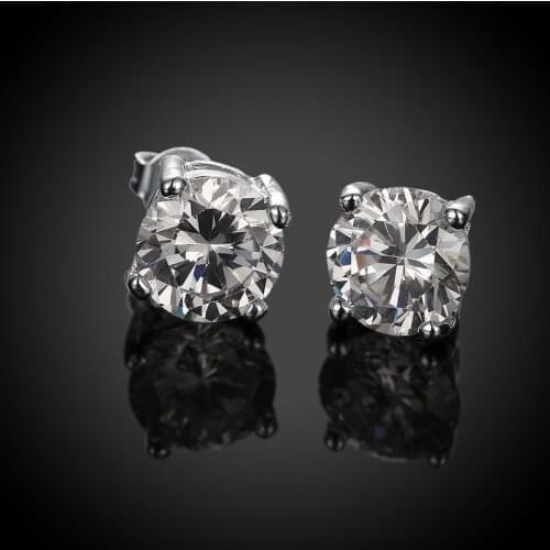 Wholesale Hot Deals 8MM Accessoires Silver Color Stud Earrings For Women Fashion Style Cubic Zirconia Stone Jewelry Gift Ladies