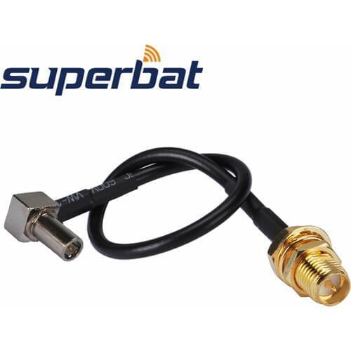 Superbat MS147 Plug Right Angle to RP-SMA Female(male in) Bulkhead Pigtail Cable RG174 15cm for Wireless