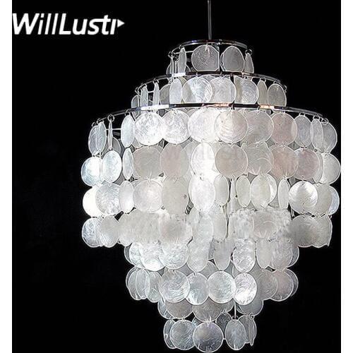DIY Shell Pendant Lamp Diameter 26cm 38cm Shell lamps Fun 3 Circles seashell chandelier lights FUN pendant modern chandeliers