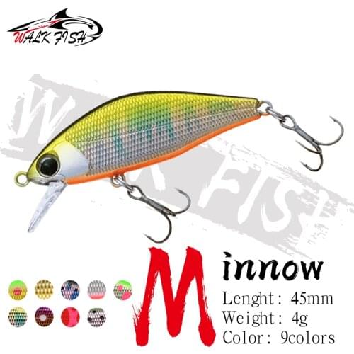 WALK FISH 45MM 4G Minnow Fishing Lure 3D Eyes Hard Bait Japanese Wobblers Sinking Deep Artificial Bait Pesca Fishing Tackle