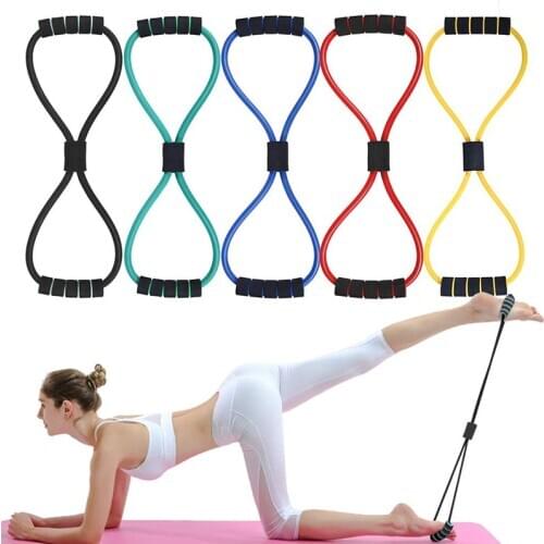 YXTC 5 Pack Fitness Resistance Bands Chest Expander 8-Shaped Pull Rope 5 Strengths for Yoga Chest Muscle Home Excercise