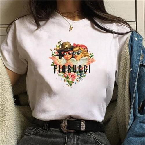 2021 new Cupid Angel Print tshirt women Summer Cartoon Clothes Harajuku Tshirt Female Aesthetic Kawaii Fashion Top t-shirt femme