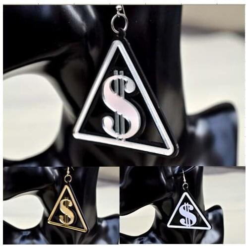 New arrival items hip hop jewelry large dollar sign acrylic earrings for women