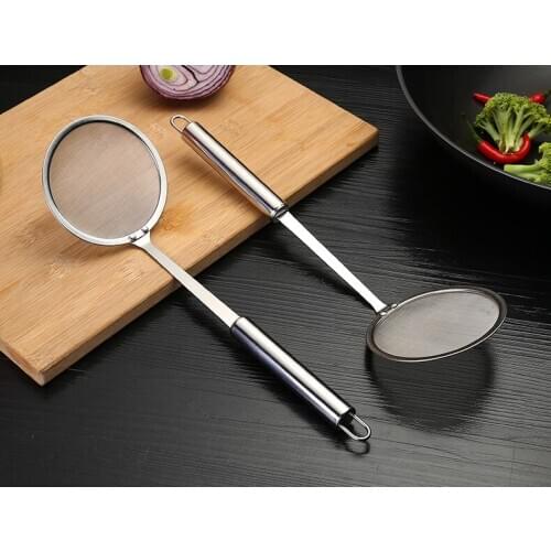1PC 33cm Kitchen Stainless Steel Mesh Hanging Oil Filter Net Colanders Soybean Milk Strainer Scoop Spoon PB 004