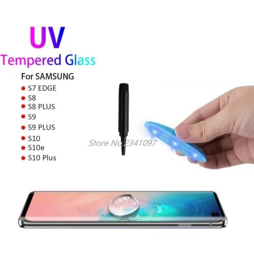 10D Nano Liquid UV Glue Tempered Glass For Samsung Galaxy S7 EDGE S8 S9 S9 S10e S10 S10 PLUS Note8 Note9 S10+ Screen Protector