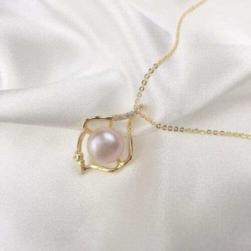 2Pcs/Lot Color Retention 14K True Gold Filled Natural 10MMFreshwater Pearl Flower Pendant Necklaces Original Design DIY Jewelry