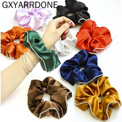 2020 Rhinestones Printed Woman Hair Ties Hair Ribbon Women Hair Accessories Elastic Hairband Scrunchies Ponytail Holders