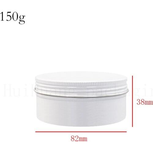 30pcs white Aluminium Cosmetic jar 150g Metal Cream Jars with screw lid Silver tin container bottle candle can empty box