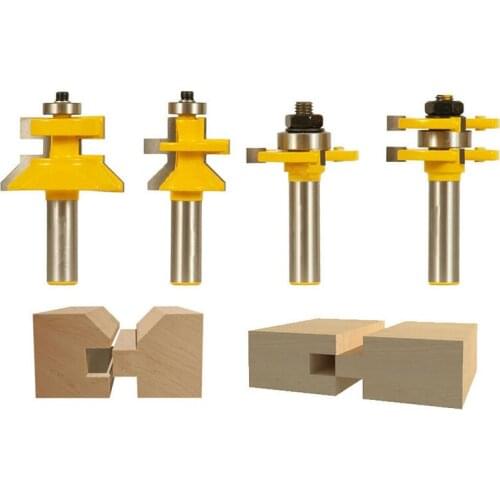 4 Bit Tongue & Groove And V-Notch Router Bit Set-1/2 Inch Shank Line Knife Woodworking Cutter Tenon Cutter For Woodworking Tools