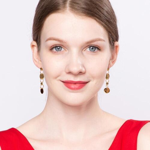 925 Sterling Silver Jewelry Female Gold Round Disc Drop Earrings for Women 2019 Statement Jewel Accessories Christmas Gifts