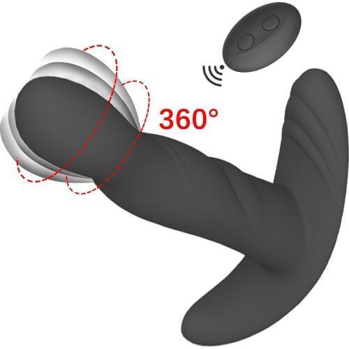 360 Degree Rotating Anal Plug Vibrator Silicone Male Prostate Massager Butt Plug Anus Vibrating Sex Toy For Men G-Spot Stimulate