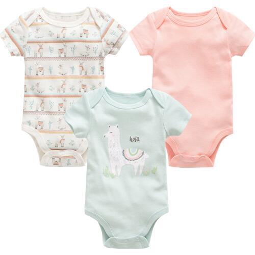 Kavkas Baby Boys Girls Bodysuit 3 pcs/set Alpaca Unicorn Printed Summer Short Sleeve Newborn Boy Clothes 0-12 months