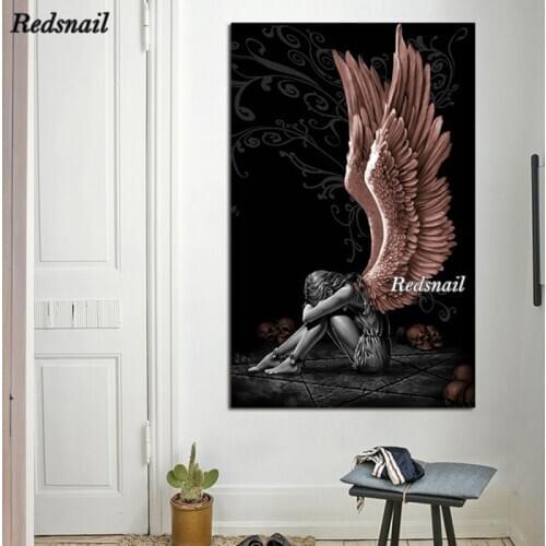 Large Size Gift Diamond Painting angels DIY 5D Square round Diamond Embroidery sale Mosaic Cross Stitch cartoon fairy YY2415