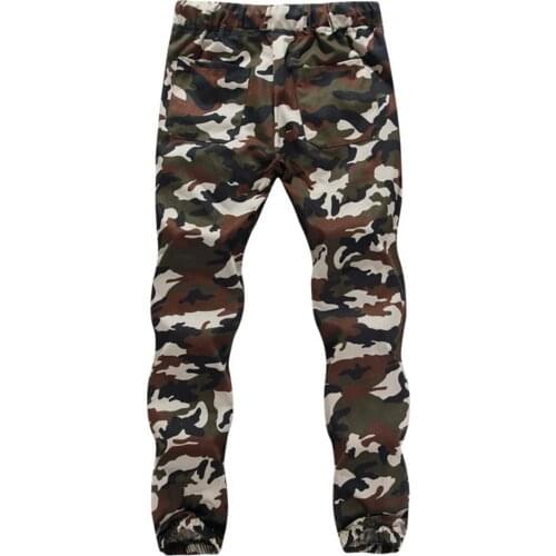 Camouflage Pants Ankle Banded Jogger Stylish Drawstring Eye-catching Anti-shrink Mid Waist Men Cargo Trousers for Autumn
