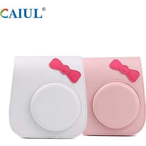 For Polaroid Fujifilm Instax Mini 11 9 8 Cute Bow Camera Kitty Case PU Leather Camera Storage Bag Photography Protective Handbag