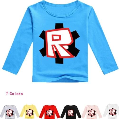 Letter Robloxng Long Sleeve Children T-Shirts Cotton Boys T Shirt Kids TShirt Autumn Kids Girls Tops 2-12Years Spring Clothes