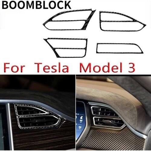 For Tesla Model X Dashboard Center Console Air Outlet Conditioner Panel Cover Trim Carbon Fiber Sticker Decoration Automobile