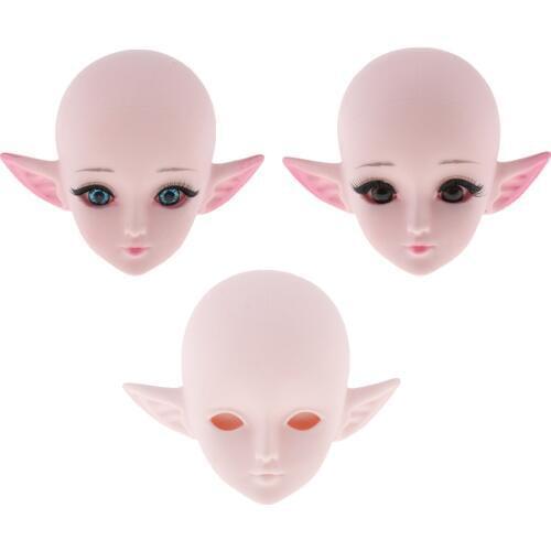 Doll Head Face Mold 1/3 BJD Body Parts Cosplay Makeup Head Cover Can be Unscrewed, Can Change Eyes Facial Makeup, 12x10x8cm