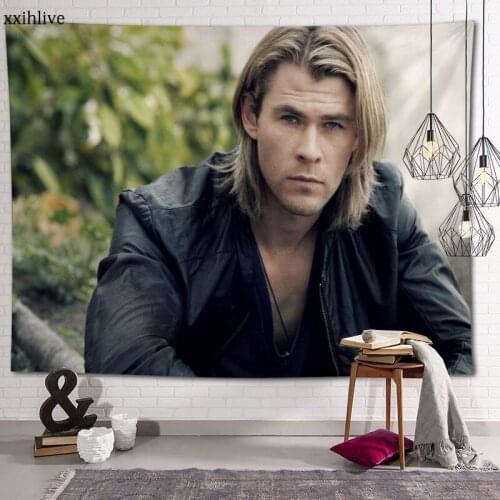 Hot Sale Custom Famous Actors Chris Hemsworth Large Wall Tapestry Wall Hanging Bohemian Wall Tapestries Mandala Wall Art Decor